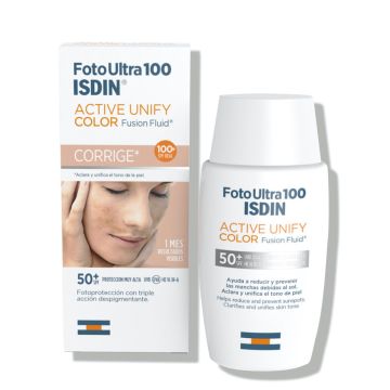 isdin fotoultra active unify fusion fluide color solaire anti taches teinte spf-50