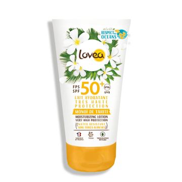 Monoï De Tahiti Lait hydratant haute protection SPF50+ visage corps résistant l'eaulovy75-lht150