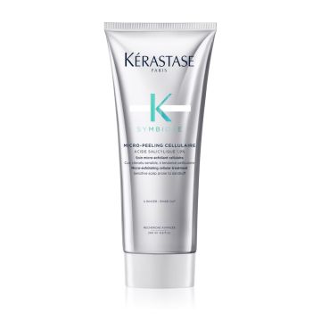 Kérastase Symbiose Micro-Peeling Cellulaire 200 ml – gel exfoliant anti-pelliculaire doux pour cuir chevelu sensible et irrité.