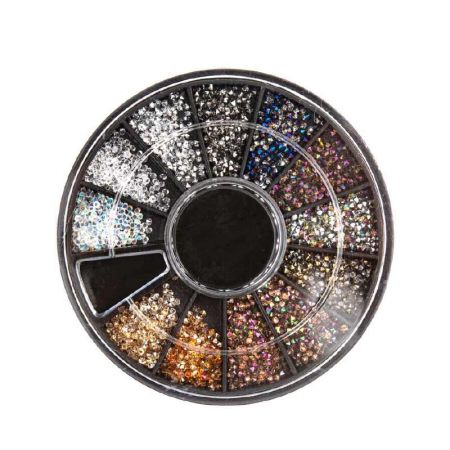 PEGGY SAGE Micro Diamond - Carrousel de perles pour ongles 12 teintes - 600 Strass