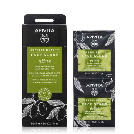 APIVITA Face Scrub Olive - Gommage visage exfoliation profonde à l'olive - 6x2x8ml