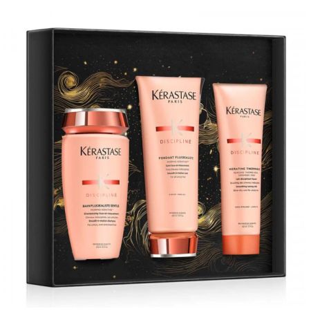 KERASTASE Coffret Discipline Édition Holidays 2024 - Coffret de soins anti-frisottis pour cheveux bouclés ou frisés 