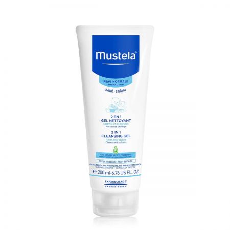 MUSTELA Gel Nettoyant 2-en-1 - Adapté pour le corps et les cheveux de bébé - 200ml