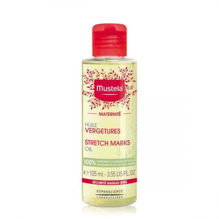 MUSTELA Maternité  - Huile Bio prévention des vergetures, 100% ingrédients origine naturelle - 105ml