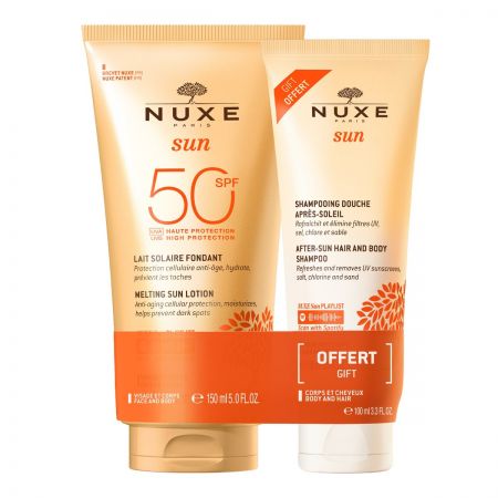 NUXE Sun - Lait solaire fondant SPF50 150ml + Shampooing douche après-soleil 100ml Offert