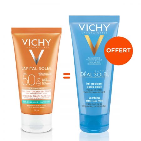 VICHY Ideal Soleil Emulsion teintée anti-brillance toucher sec peau sensible mixte grasse SPF50